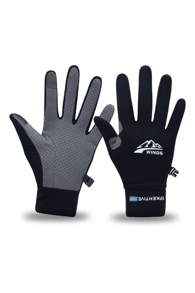 Choice4 S black Men's Lightweight Summer Ice Silk Full-Finger Quick-Dry Touch...
