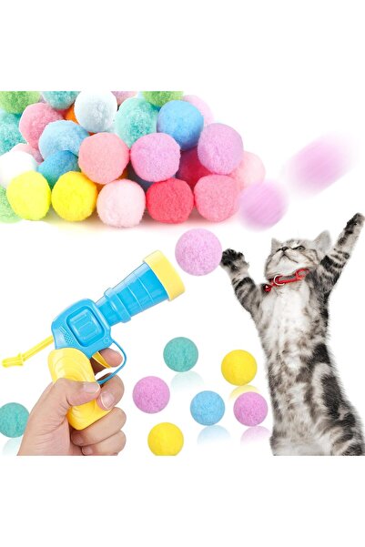 ORVILLA 31Pcs Cat Ball Toy Launcher Gun, Cat Balls Fetch Toy, 30Pcs Plush Fuz...