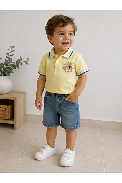 Chicsy Baby Baby Boy Polo Collar Shorts Set Red Navy Blue Summer 2-Piece Set