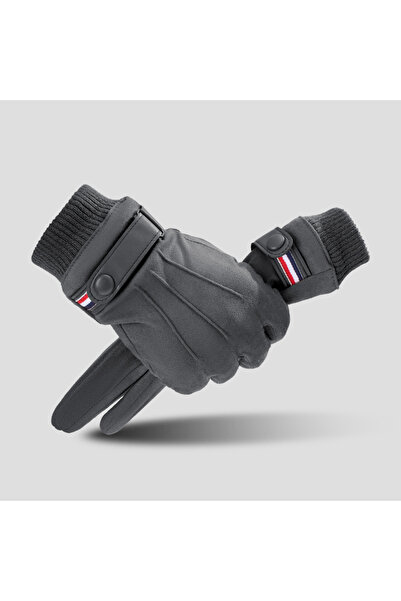 choice2 gray Suede Cycling Gloves for Men Winter Thick Gloves Hiking Polyeste...