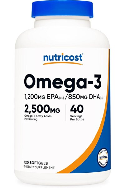 Nutricost زيت السمك أوميغا 3 - 2500 ملغ، 120 كبسولة هلامية (40 حصة) - من الأس...