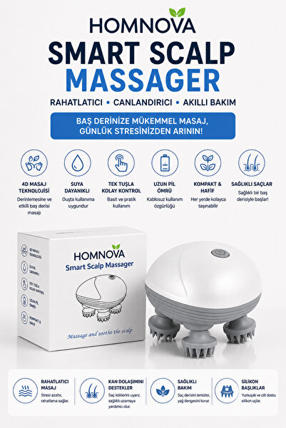 Homnova Akıllı Saç Derisi Masaj Aleti USB Şarjlı Elektrikli Kafa Masaj Cihazı...