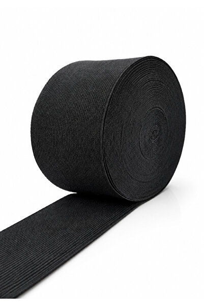 U5 FASHION 6 cm x 25 Metre Lastik Siyah Geniş Yassı Dokuma Lastik Bel Paça ve...