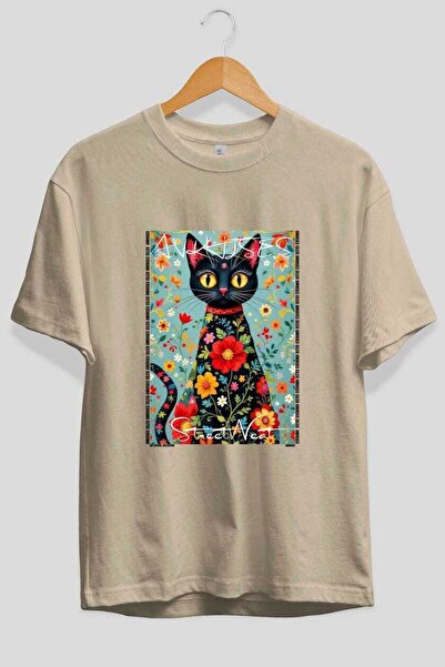 Ankhises Μπλουζάκι  "For the Love of Cats " με 81 σχέδια γάτας, μπεζ χρώμα, o...