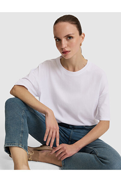 Pierre Cardin Λευκό Oversize T-Shirt με λαιμόκοψη ποδηλάτου 50325455-VR013
