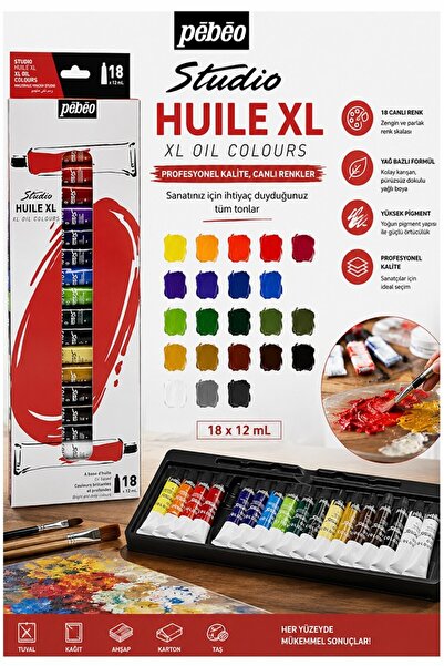 Artlantis Yağlı Boya 18 Renk 12 ml 1 Paket Pepeo Yağlı Boya Seti 18 li Ahşap ...