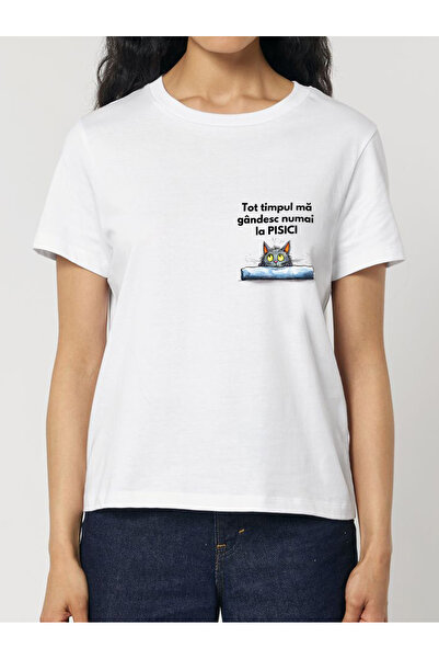 Cu Pisici Premium Organic Cotton T-Shirt - I only think about cats, Women