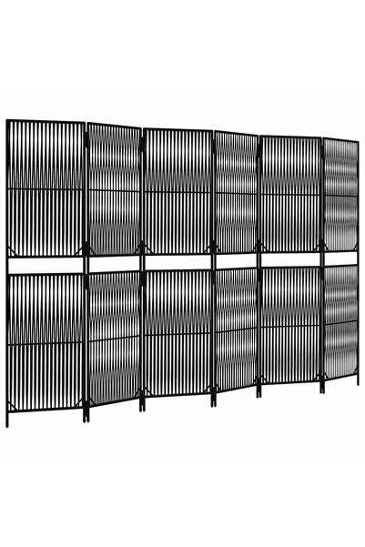 vidaxl Separator de cameră cu 6 panouri, negru, poliratan