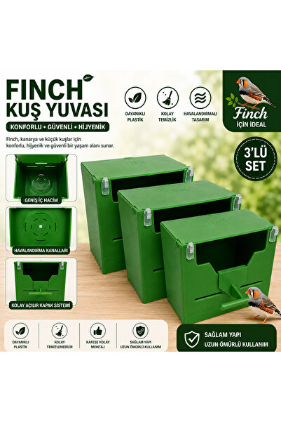 Finch Plastik Yuvalik 10 X 14 X 13 ( Yeşil V Agiz ) x 3