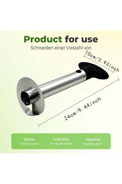 Generic أداة تقطيع الأناناس من الفولاذ المقاوم للصدأ، مقشرة وقاطعة للفواكه لسهولة إزالة اللب