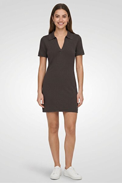 Calvin Klein Jeans Women Ribbed Mini Dress, Dark Grey