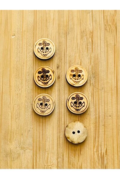 Öztürk Tuhafiye Buton din lemn natural cu model de desen ars, 15 mm. Pachet d...