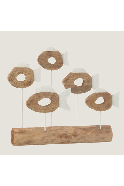 Chakra Mango Ahşap 5’Li Balik Stand Beyaz/Natural (61,5X10X53,5Cm) Natural