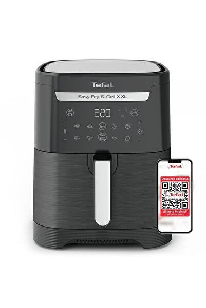 TEFAL Friteuză cu aer cald și grill 2-în-1 Easy Fry & Grill XXL EY801815, 8 p...