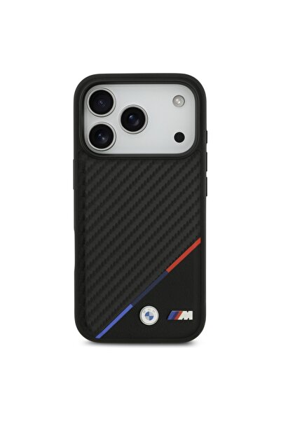 BMW Θήκη MagSafe M Carbon με Τρίχρωμη Γραμμή για iPhone 17 Pro, Μαύρο