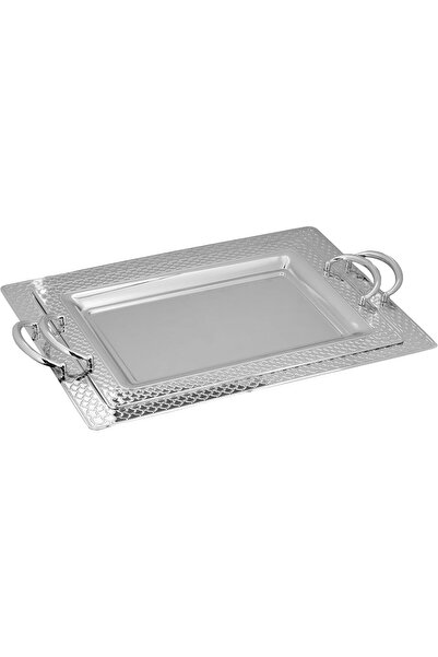 Generic Al Saif Hazel Rectangular Serving Tray, 2 Pcs, Stainless Steel, Side ...
