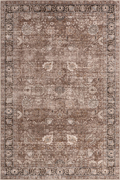 Halımax Atelier 501 Brown Taupe Eskitme Vintage Halı Etnik Otantik Yıkanabili...