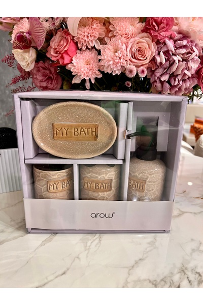 KARCILAR HOME STORE 4’lü seramik arow bej banyo seti seramik