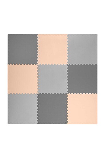 Ricokids Covoraș puzzle mare din spumă 180x180cm 9 piese gri-piersică