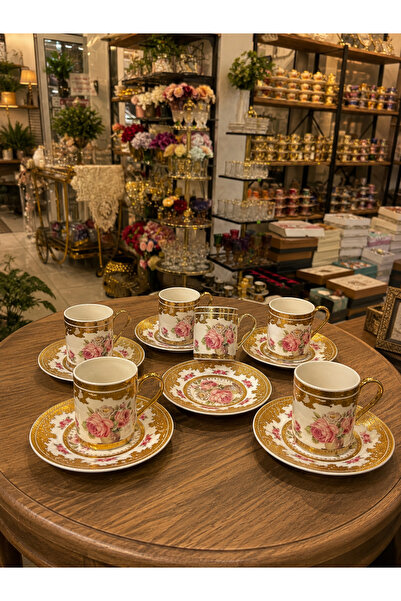 hediye ESTERHOMEDECOR طقم فناجين قهوة بورسلين 6 أشخاص