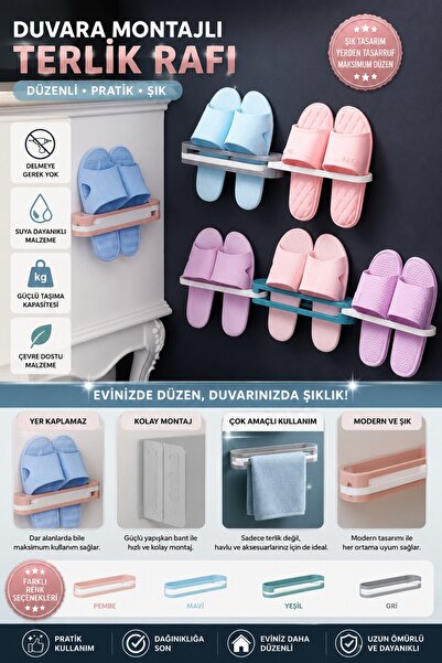 NEWSTORE HOME Samolepljivi zidni praktični držač za papuče i peškire - organi...