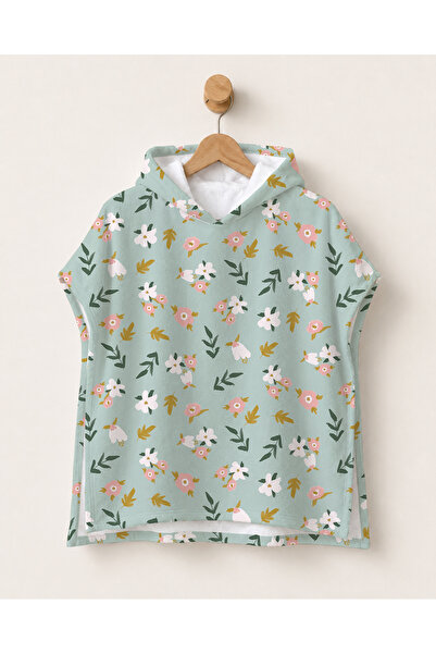 milroma Floral Patterned Children's Poncho Towel Hooded Sea Beach Pool Poncho