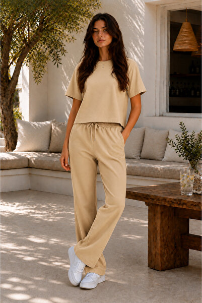 BayBayan Women's Modal Short Sleeve High Waist Bottom and Top Track Suit