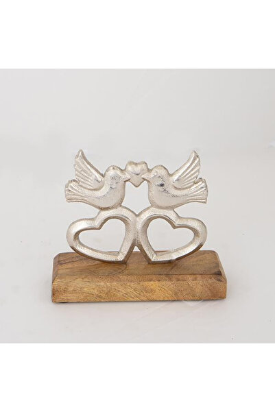 EUROLAMP METAL - WOODEN BIRDS SILVER 15 x 5 x 13 cm
