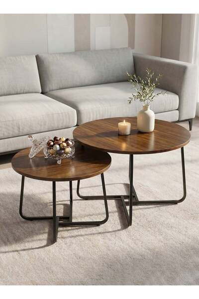 M SMART 2 Nesting Coffee Tables,wooden tops,metal frames,70x46cm & 50x40cm, w...