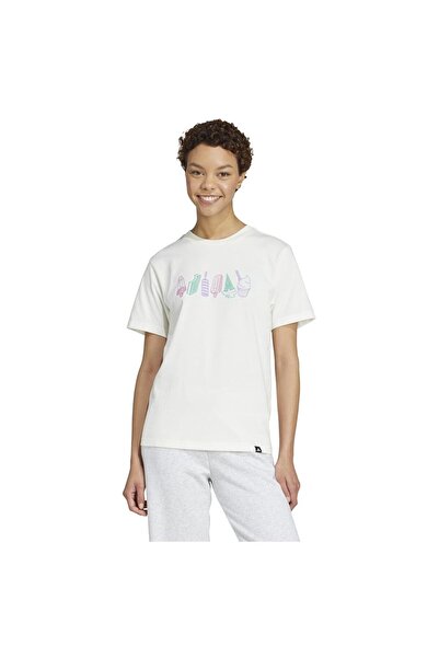 adidas Tricou de damă cu mânecă scurtă, cu imprimeu cu mâncare, pentru relaxa...