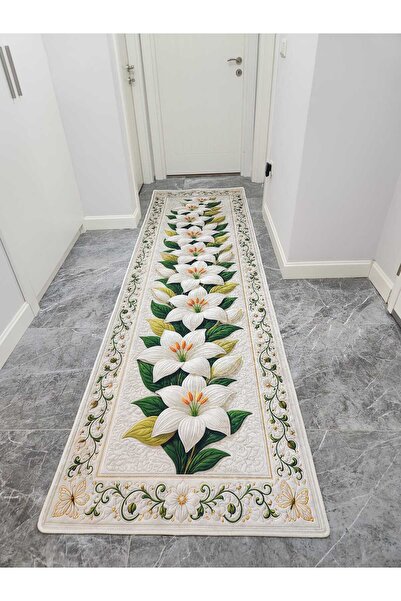 YTR HOME Dijital Baskı Yıkanabilir Kaymaz Taban Dekoratif Salon Mutfak Halısı...