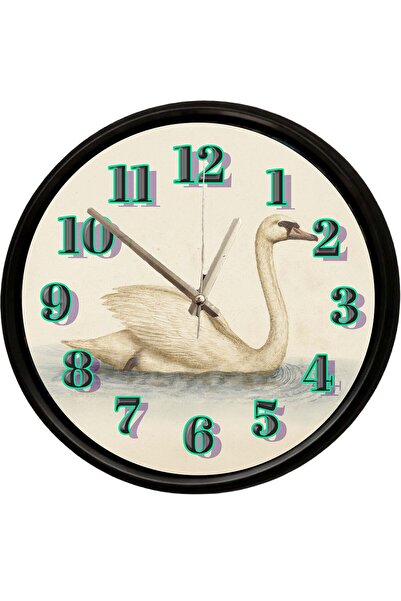 Caseras Vintage Swan Design Decorative Wall Clock 28 cm Silent Mechanism