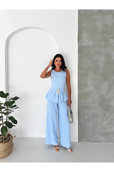 Kiki Kemer Detaylı Bisiklet Yaka Askılı Tulum