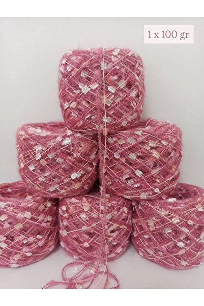 İPEK YÜN İPLİK DÜNYASI Angora Örgü İpi 2 Kat (Gül Kurusu Pembe, Kelebek) 100gr
