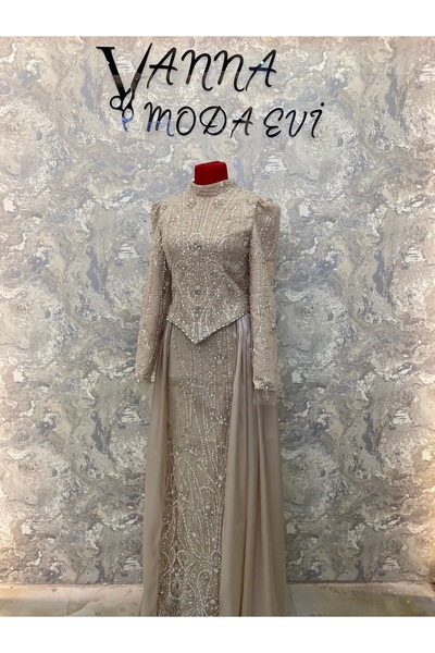 VANNA MODAEVİ Krem taşlı ikili abiye