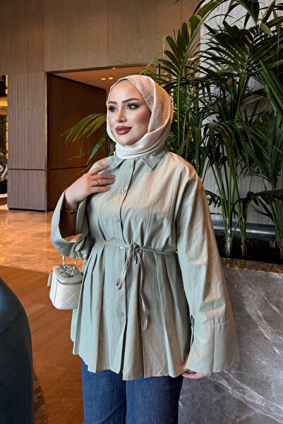 İmajButik قميص كاكي بأزرار أمامية وتفاصيل مميزة