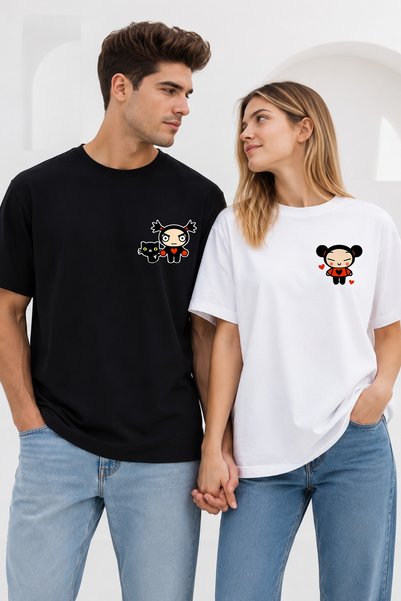 FANA Lover Combination Couple T-Shirt Set of 2 Pucca Printed Oversize Unisex Couple T-Shirt