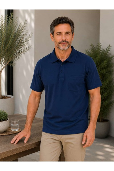Ünal Giyim Classic Cut Collar Pocketed Dad T-Shirt