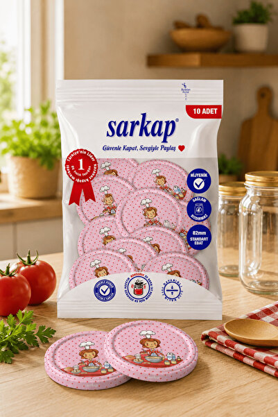 Sarkap Hijyenik Paketli 10'lu 82 mm Kapak - Aşçı Kadın Seri - Pembe