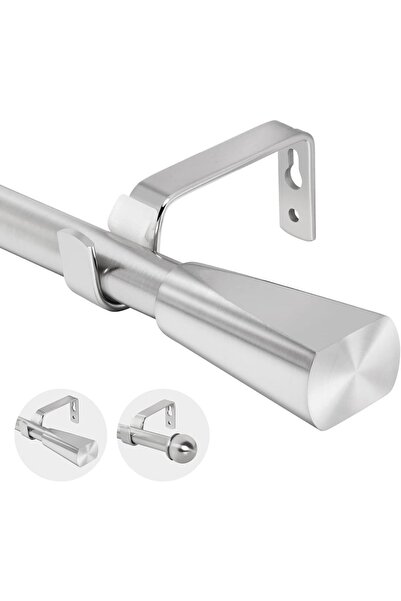 OEM Bară pentru perdele tip draperie, reglabilă, unică, metalică, argintie, 2...