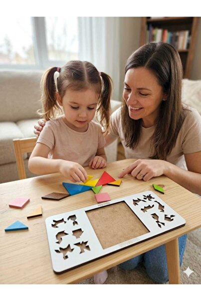 bigimeksley grup Ahşap Tangram Zeka Oyunu (27x12cm) Montessori Eğitici Puzzle...
