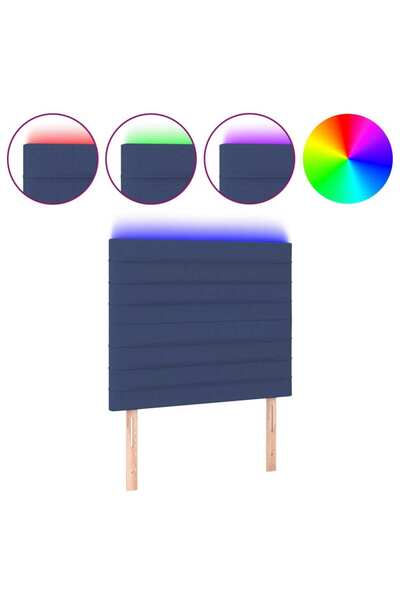 vidaxl Tăblie de pat cu LED, albastru, 100x5x118/128 cm, textil