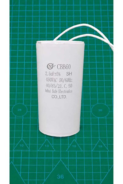 Anhui CBB60 2,5mF 400V ~ 450V Plastik 2 Kablolu Daimi Kondansatör 30x52mm