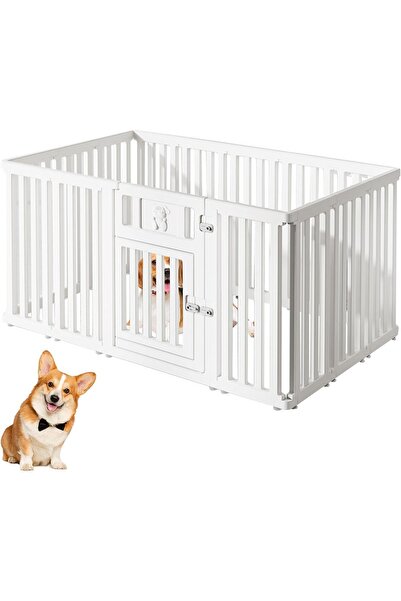 OEM Țarc pliabil pentru câine și animale mici cu uși 156x96x75 cm Alb