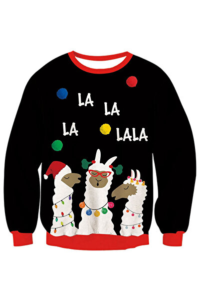 OEM Pulover copii de sărbători cu mânecă lungă, călduros, amuzant, cu alpaCA ...