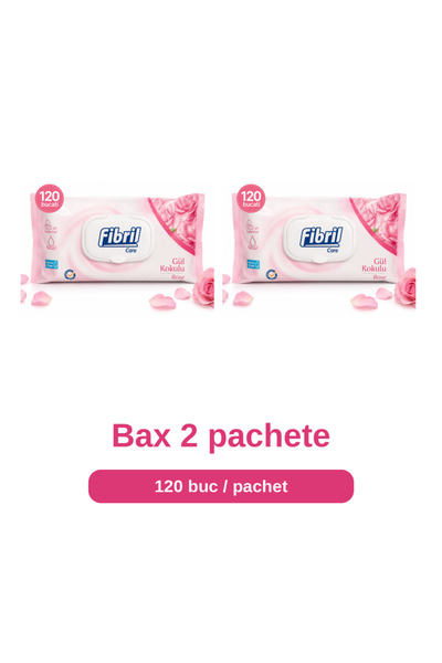 Fibril Bax 2 Pachete Care Servetele Umede Rose, 2 x 120 Bucati, pentru Fata, ...