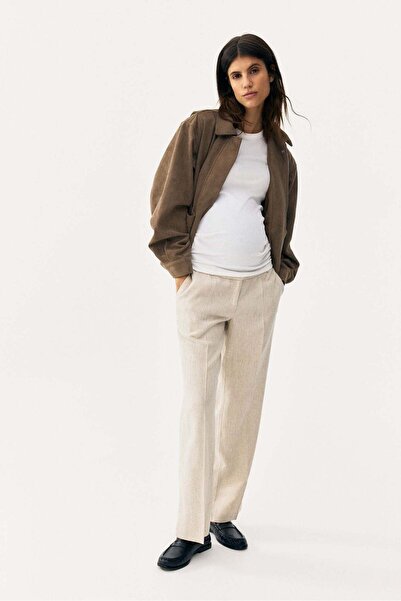 H&M MAMA Linen-blend tailored trousers