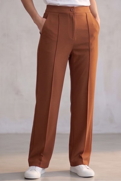 Mindy Brick Red Color-Enhancing High-Waisted Ribbed Spanish Flare Pants