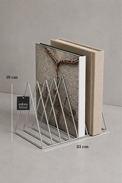 Edora Home Mat Gümüş Masa Üstü Kitap Düzenleyici Ofis Salon Organizer