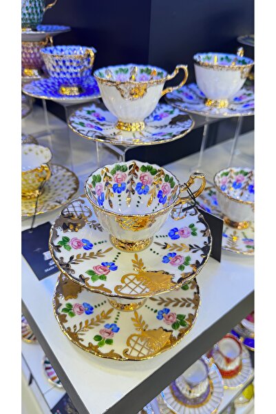 Handmade ESTERHOMEDECOR Hand-Painted Porcelain Coffee Cup Set for 6 People